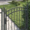 Fence Gate with Lock Grey 150 x 100 cm Powder-coated steel
