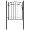 Fence Gate with Lock Grey 150 x 100 cm Powder-coated steel