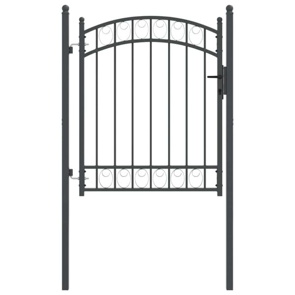 Fence Gate with Lock Grey 150 x 100 cm Powder-coated steel