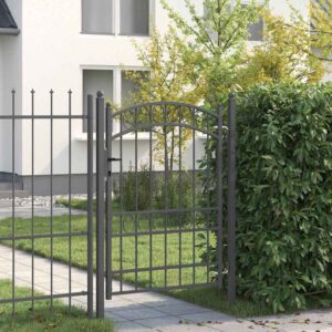 Fence Gate with Lock Grey 170 x 100 cm Powder-coated steel