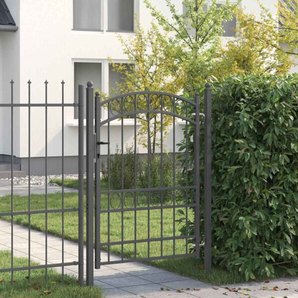 Fence Gate with Lock Grey 170 x 100 cm Powder-coated steel