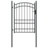 Fence Gate with Lock Grey 170 x 100 cm Powder-coated steel