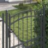 Fence Gate with Lock Grey 200 x 100 cm Powder-coated steel
