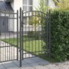 Fence Gate with Lock Grey 200 x 100 cm Powder-coated steel