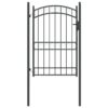 Fence Gate with Lock Grey 200 x 100 cm Powder-coated steel