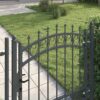 Fence Gate with Spikes Grey 100 x 100 cm Powder-coated steel