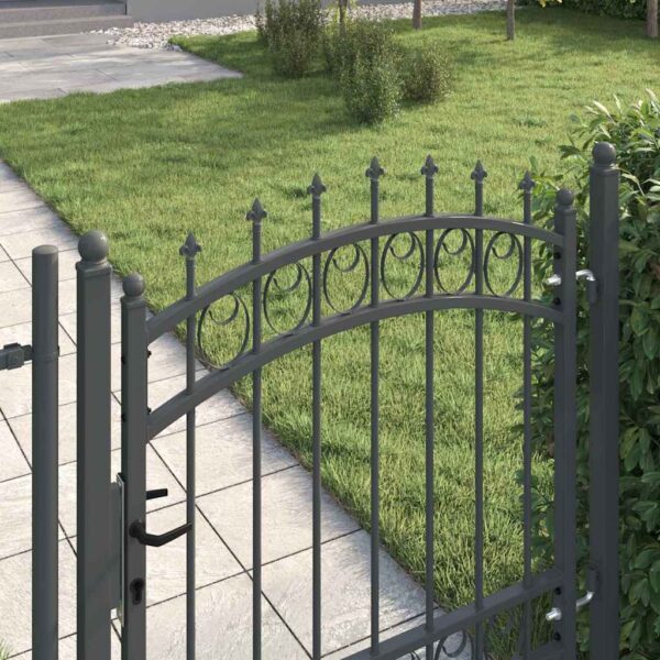 Fence Gate with Spikes Grey 100 x 100 cm Powder-coated steel
