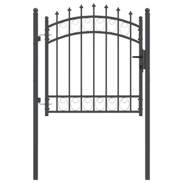Fence Gate with Spikes Grey 100 x 100 cm Powder-coated steel