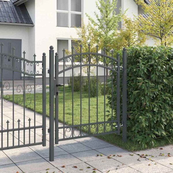 8721288882349_mo-im_en_hd_2.jpg Fence Gate with Spikes Grey 125 x 100 cm Powder-coated steel