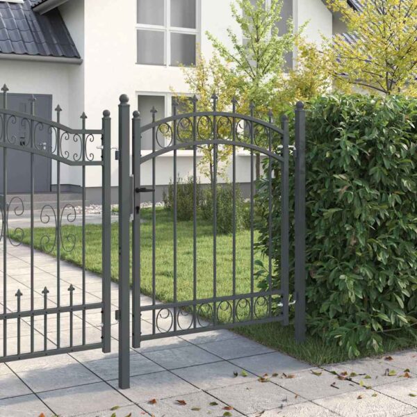 8721288882356_mo-im_en_hd_2.jpg Fence Gate with Spikes Grey 150 x 100 cm Powder-coated steel