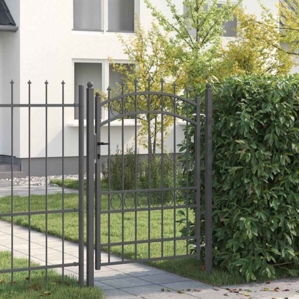 8721288882363_mo-im_en_hd_1.jpg Fence Gate with Spikes Grey 170 x 100 cm Powder-coated steel