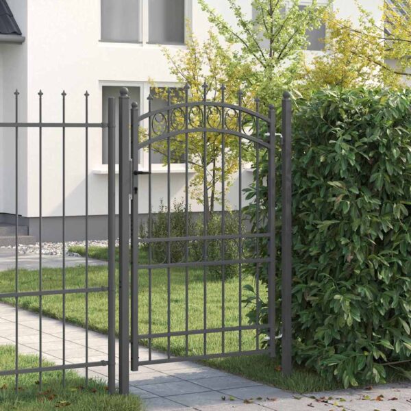 Fence Gate with Spikes Grey 200 x 100 cm Powder-coated steel