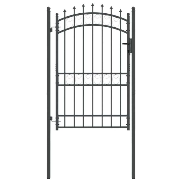Fence Gate with Spikes Grey 200 x 100 cm Powder-coated steel