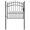 8721288882486_wbg-fr-m_en_hd_2.jpg Fence Gate with Spikes Grey 100 x 100 cm Powder-coated steel