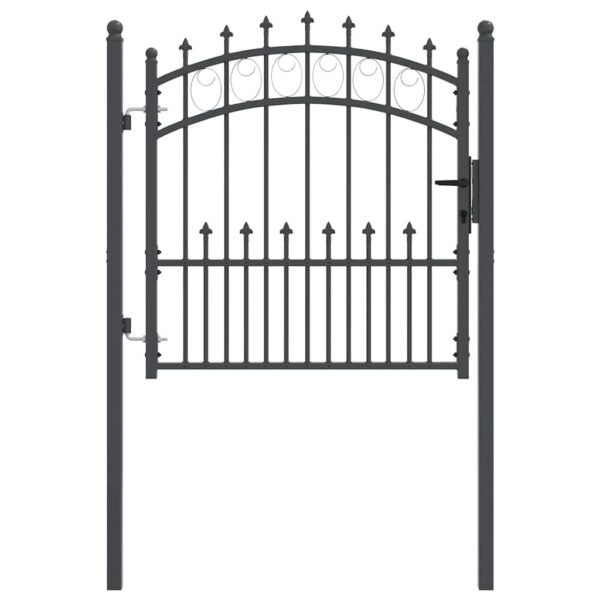 8721288882486_wbg-fr-m_en_hd_2.jpg Fence Gate with Spikes Grey 100 x 100 cm Powder-coated steel