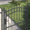 Fence Gate with Spikes Grey 125 x 100 cm Powder-coated steel