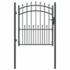 Fence Gate with Spikes Grey 125 x 100 cm Powder-coated steel