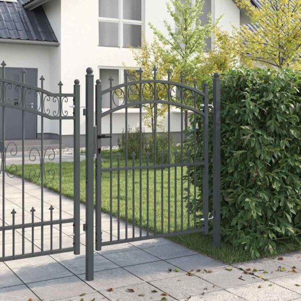 8721288882509_mo-im_en_hd_2.jpg Fence Gate with Spikes Grey 150 x 100 cm Powder-coated steel