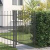 Fence Gate with Spikes Grey 200 x 100 cm Powder-coated steel