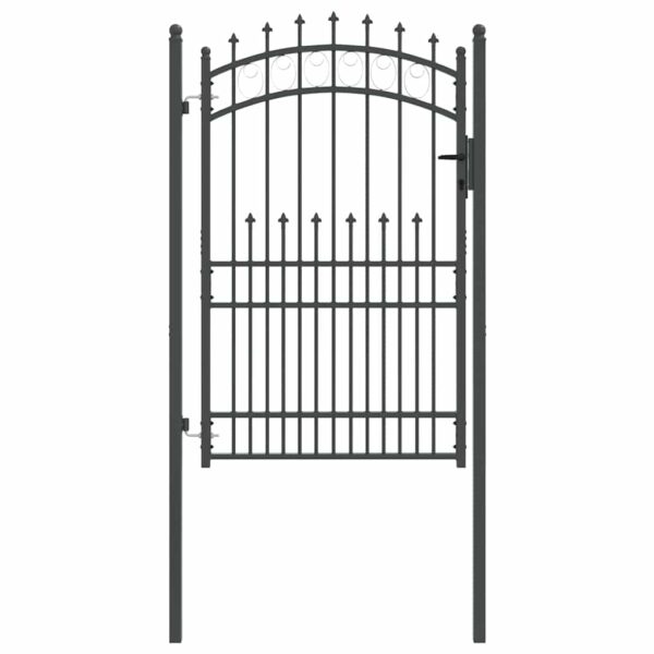 Fence Gate with Spikes Grey 200 x 100 cm Powder-coated steel