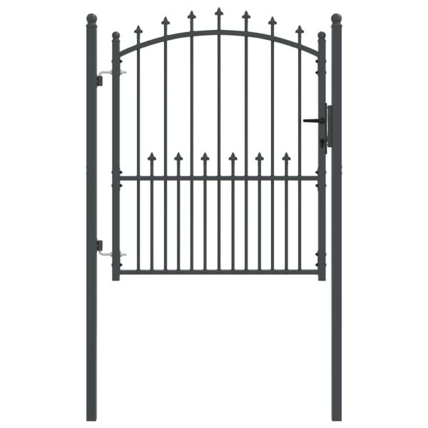 Fence Gate with Spikes Grey 125 x 100 cm Powder-coated steel