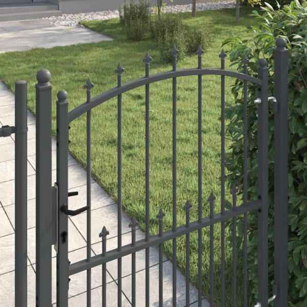 Fence Gate with Spikes Grey 150 x 100 cm Powder-coated steel