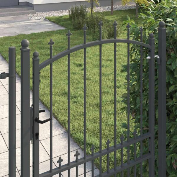 Fence Gate with Spikes Grey 170 x 100 cm Powder-coated steel