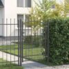Fence Gate with Spikes Grey 170 x 100 cm Powder-coated steel