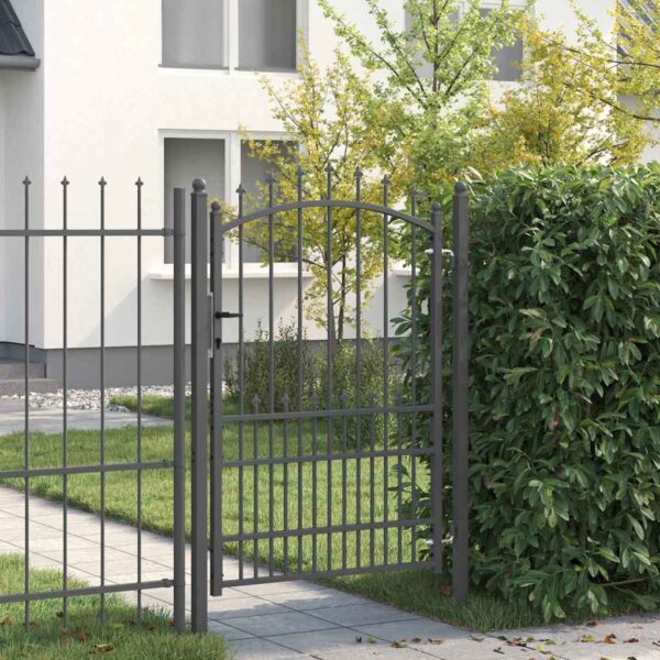 Fence Gate with Spikes Grey 170 x 100 cm Powder-coated steel