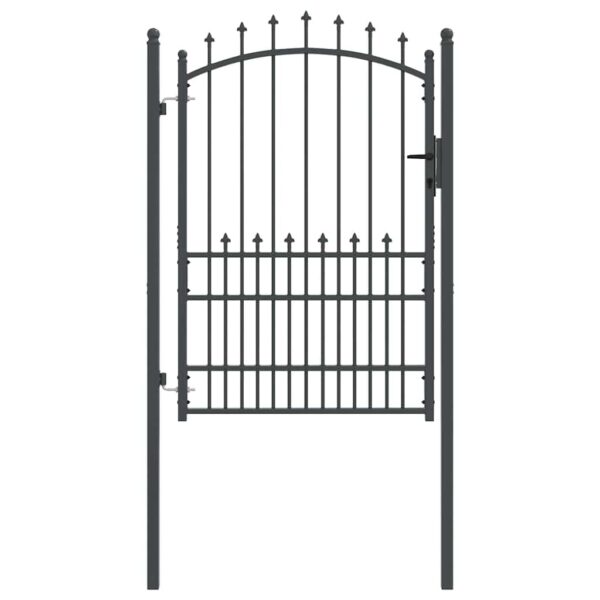 Fence Gate with Spikes Grey 170 x 100 cm Powder-coated steel