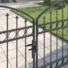 Fence Gate with Lock Grey 301 x 175.5 cm Steel