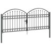 Fence Gate with Lock Grey 301 x 175.5 cm Steel