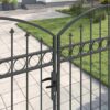 Fence Gate with Lock Grey 301 x 200 cm Steel