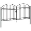 Fence Gate with Lock Grey 301 x 200 cm Steel