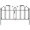 Fence Gate with Lock Grey 301 x 200 cm Steel