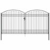 Fence Gate with Lock Grey 401 x 250 cm Steel