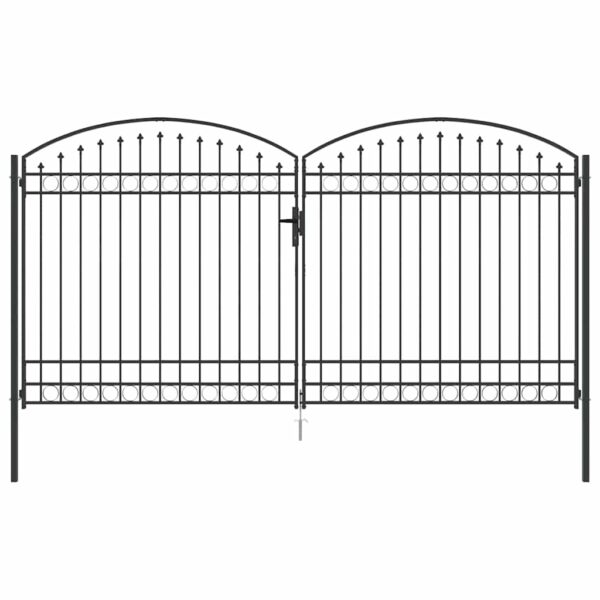 Fence Gate with Lock Grey 401 x 250 cm Steel