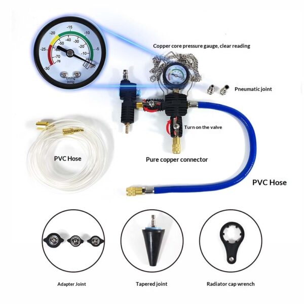 44-Piece Radiator Pressure Tester & Cooling System Leak Test Kit – Blue Case