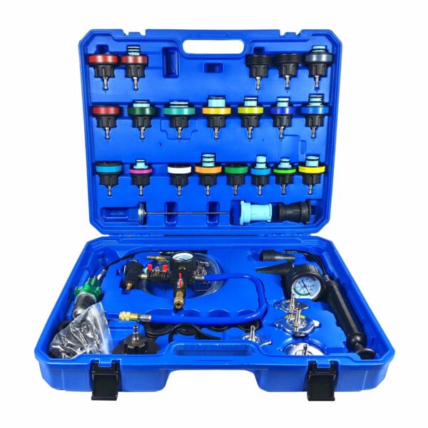 44-Piece Radiator Pressure Tester & Cooling System Leak Test Kit – Blue Case