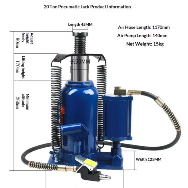 20 Tonne Air Hydraulic Bottle Jack – Heavy Duty Pneumatic Workshop Lifting Tool