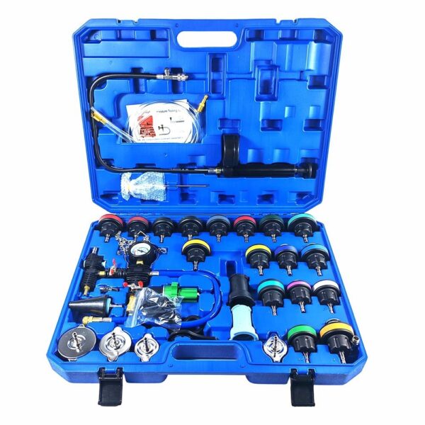 44-Piece Radiator Pressure Tester & Cooling System Leak Test Kit – Blue Case