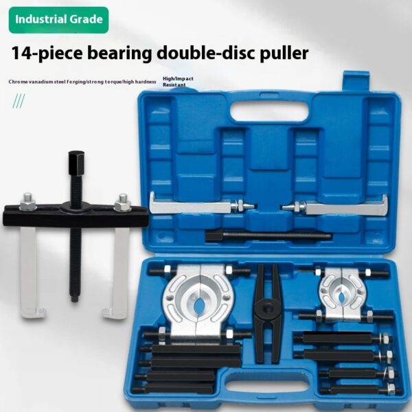 a58e283d-417a-4bc7-85e1-50dfc628ca49_trans.jpeg 14-Piece Bearing Separator & Puller Kit – Heavy-Duty Workshop Tool Set with Carry Case